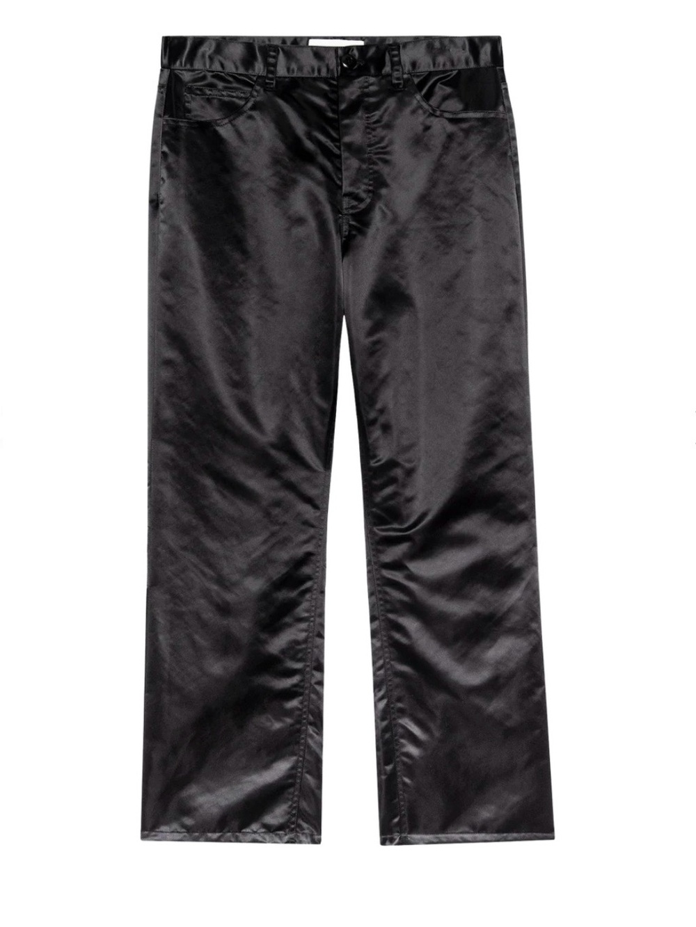 THE GREAT. Black Satin Ankle-Length Straight Pants